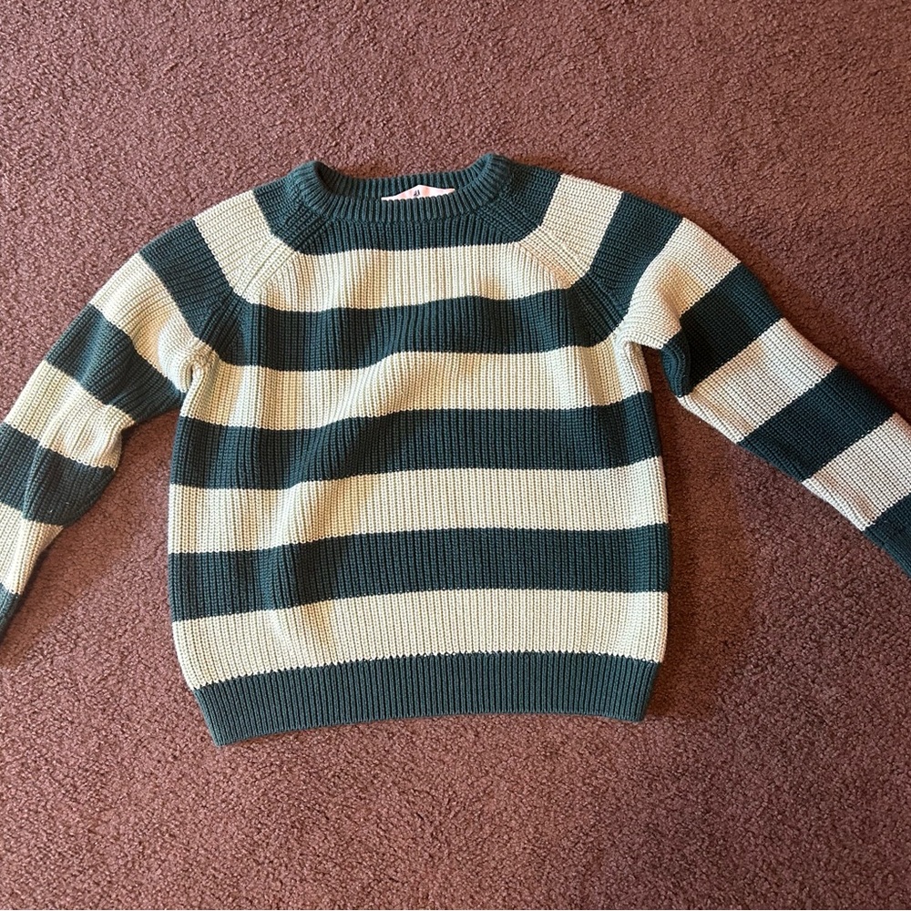 H&M Boys Green Striped Sweater